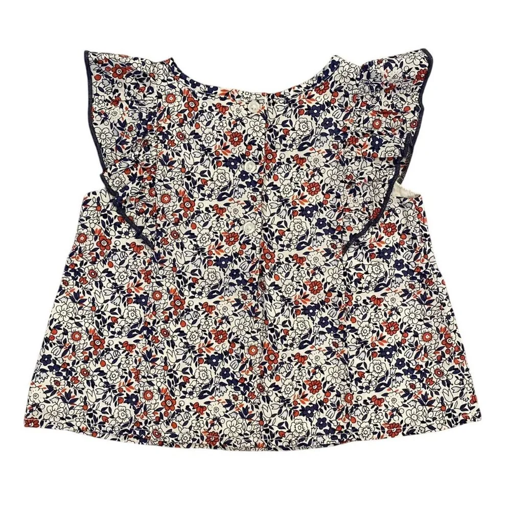 Baby Gap 6-12m Floral Ruffle Blouse Top